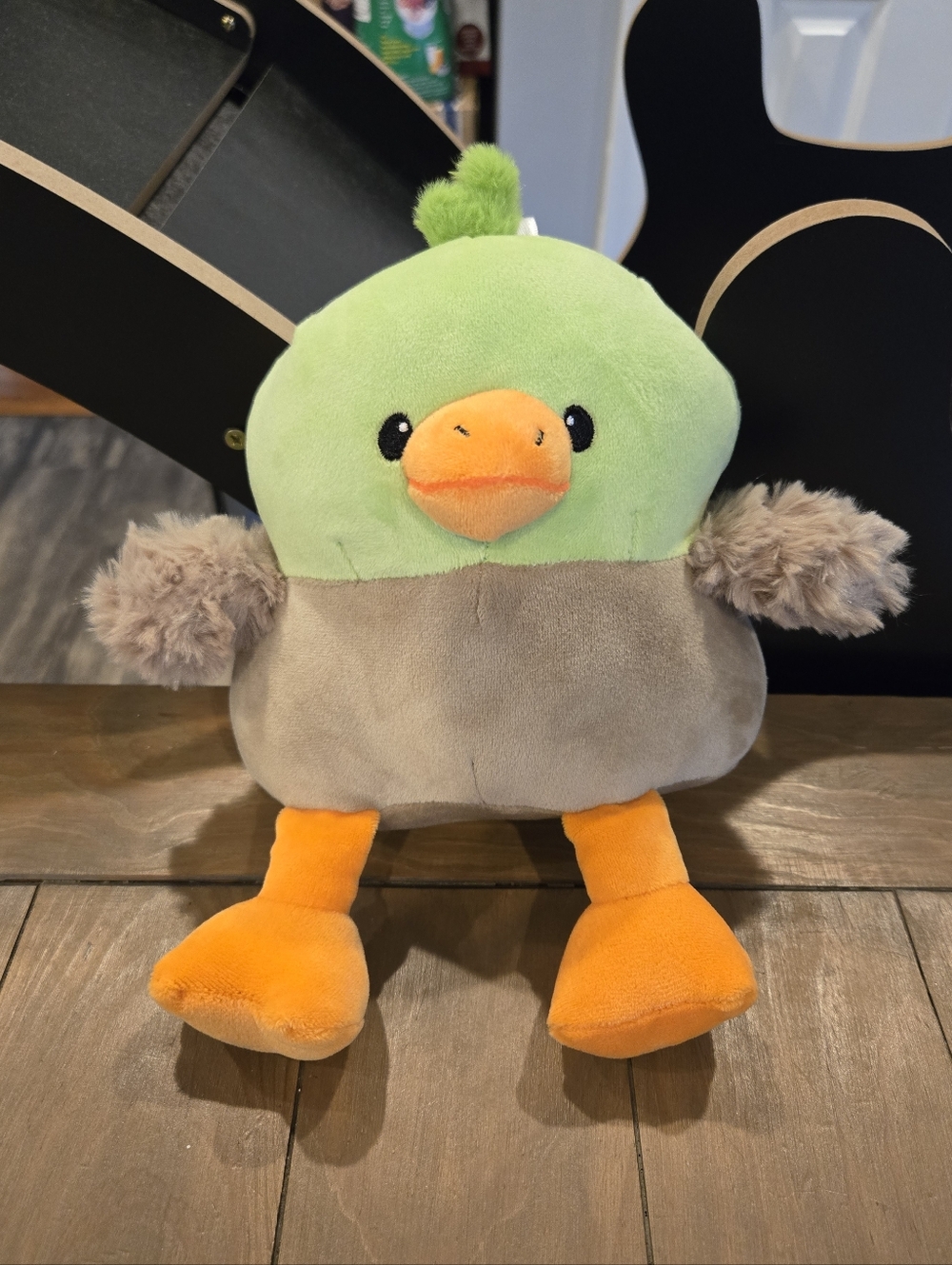 Soft And Squishy Green and Brown Plush Mallard Duck with Orange Beak and Feet